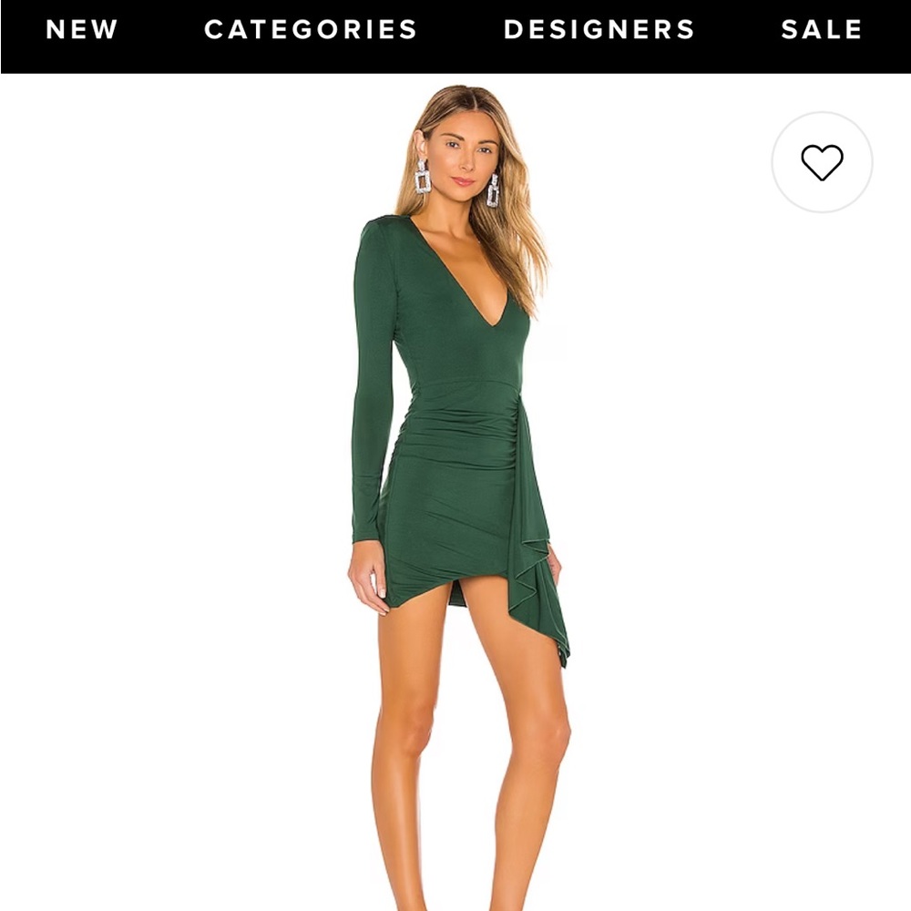 Superdown Martyna Deep V Dress in Emerald
